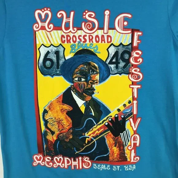 George Hunt Memphis Beale St Tee Music Festival Crossroad Blues T-Shirt Size M - Picture 2 of 4